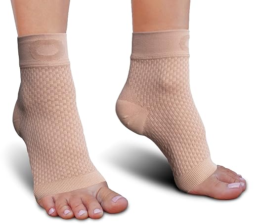Crucial Compression Plantar Fasciitis Socks Arch Support Beige Unisex – Safqqa Egypt