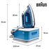 Braun CareStyle Compact Pro IS2565BL Steam Iron with FreeGlide 3D Technology, iCareMode, Eco & Turbo Modes, Vertical Steaming, Anti-Drip, 1.5L Water Tank, 2400W – Blue-Have Scratches - Safqqa Egypt