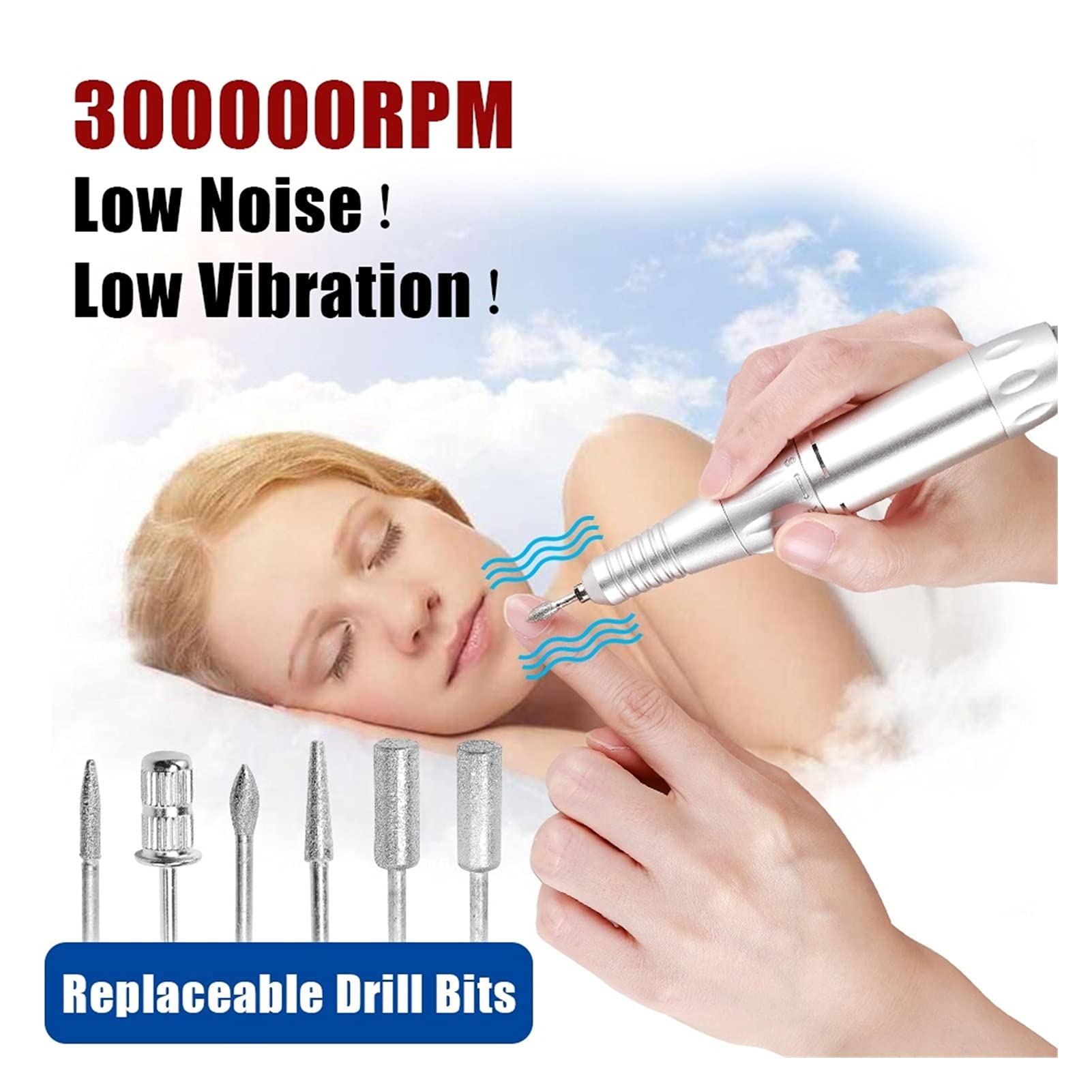 dheik Nail Drill Electric Nail File Drill Machine 30000RPM Nail Drill Machine Electric Nail File With Pedal For Polishing All Gel Nail Art Professional Manicure Kit Set Tools (Color : Pink)