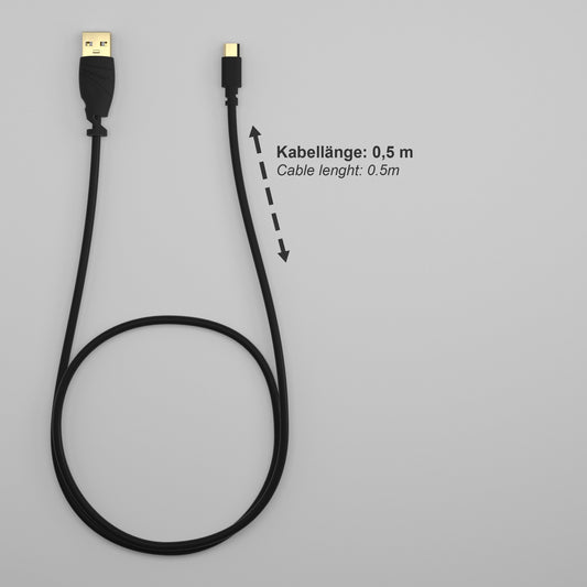 كابل دايركت – كابل ميكرو USB – 0.5م (كابل شحن USB 2.0 وكابل بيانات، أسود) – سلسلة TOP