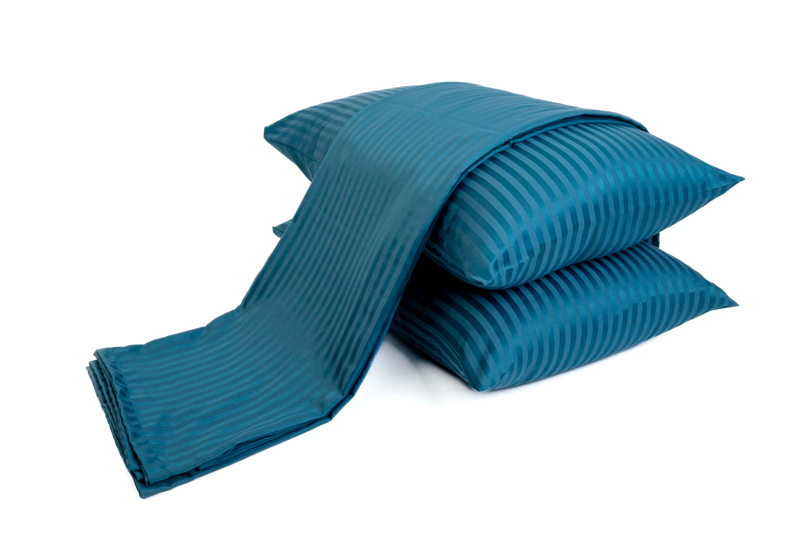 Striped Flat Bed Sheet Set – 3 Pieces (1 Sheet + 2 Pillowcases)