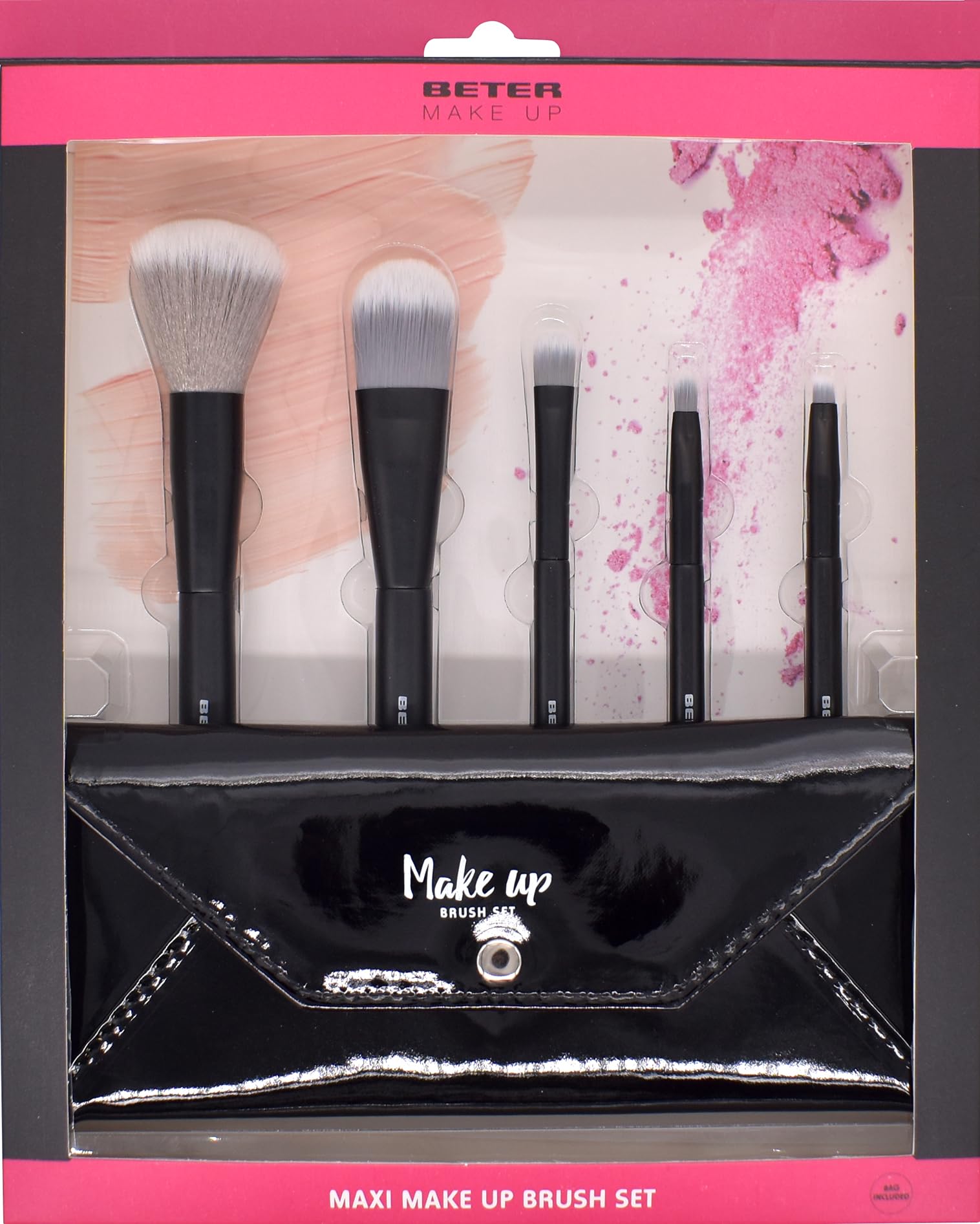 طقم فرش مكياج صناعية من بيتر– 5 قطع مع حقيبة