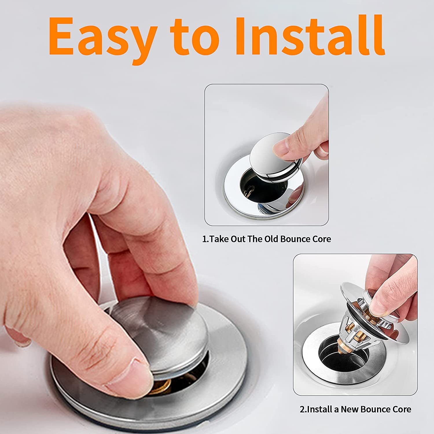 Wawasia Universal Bathroom Sink Stopper Stainless Steel
