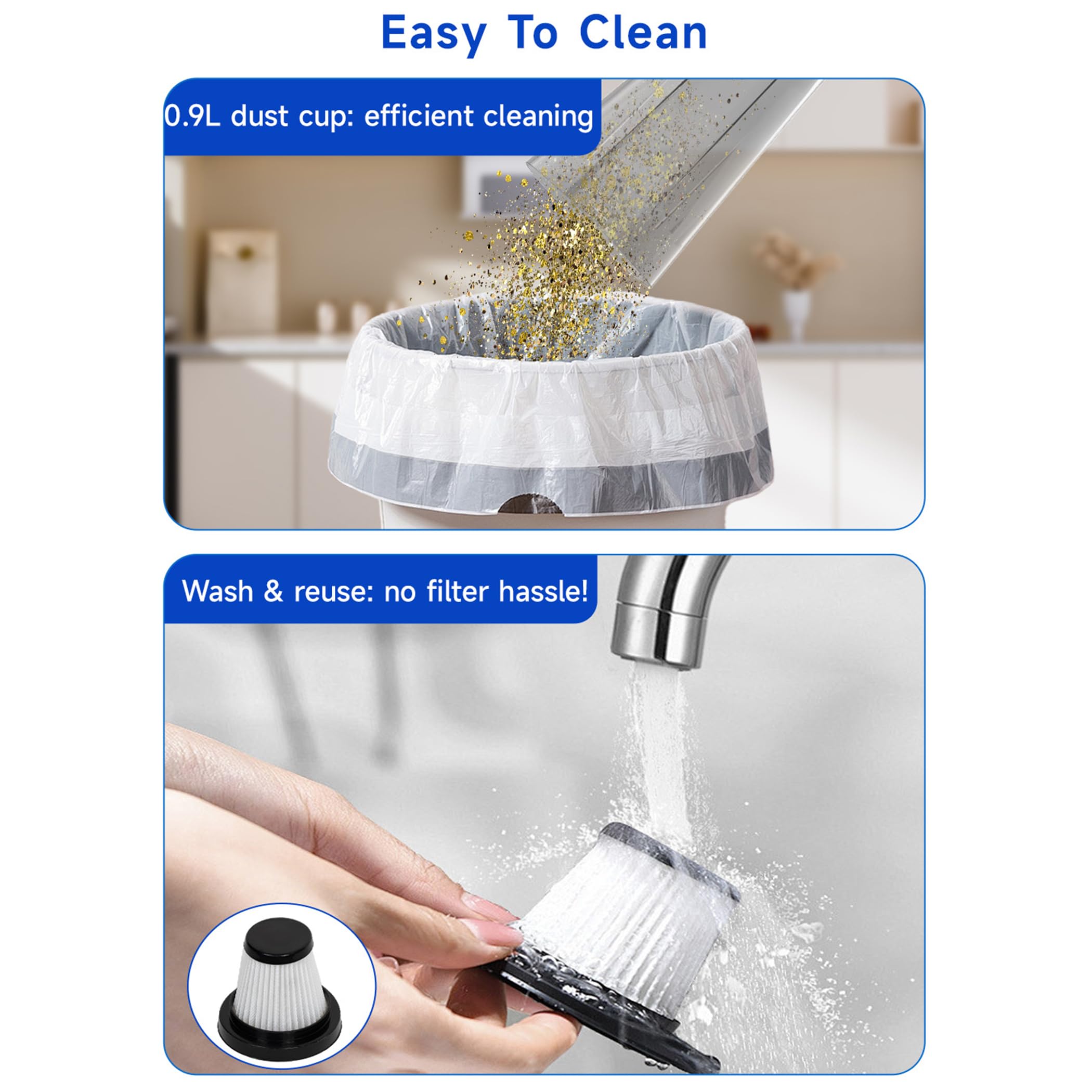 مكنسة اليد فائقة القوة BOMIDI بقوة 17000Pa – صندوق تالف تقدم نفس أداء التنظيف القوي مثل الطراز العادي بسعر مخفض بسبب تلف طفيف في التغليف وخدوش سطحيه.