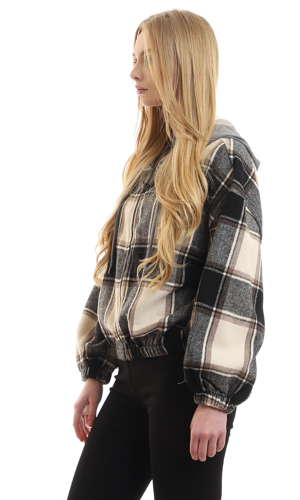 Ravin 95927 Plaids Hooded Neck Full Zipper  Sweatshirt