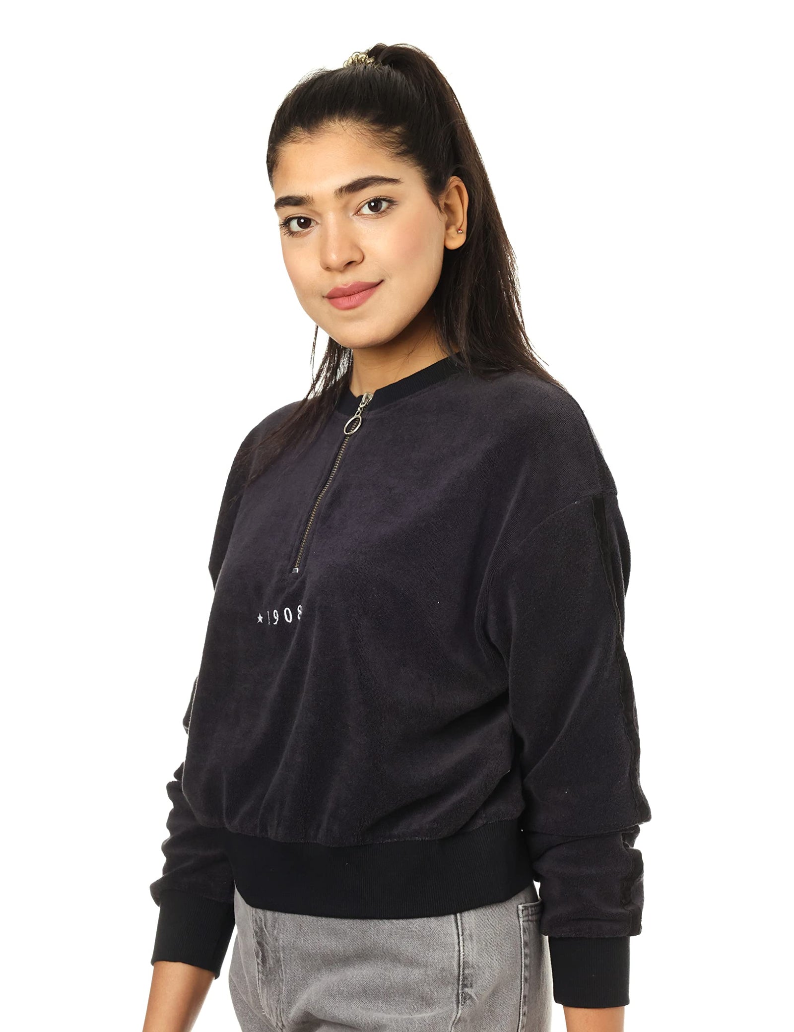 Lee Cooper Regular Sweatshirts With Half Zipper For Women,Durable Lee Cooper quality suitable for frequent use.