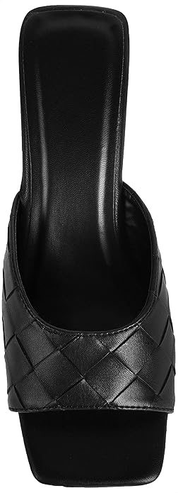 Pixi Women's Faux Leather Square-Toe Basket-Weave Wedge Sandals