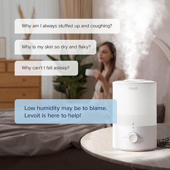 LEVOIT 3L Cool Mist Humidifier 25H Quiet 360° Bedroom Baby Room Home Use – Safqqa Egypt