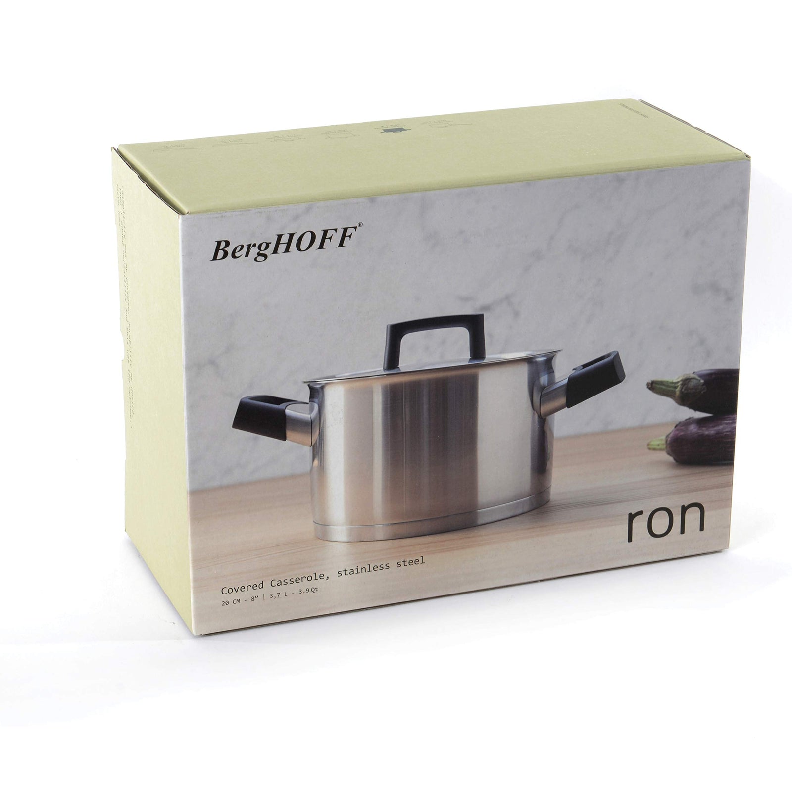 BergHOFF Ron Stainless Steel Round Covered Stockpot, 20 cm