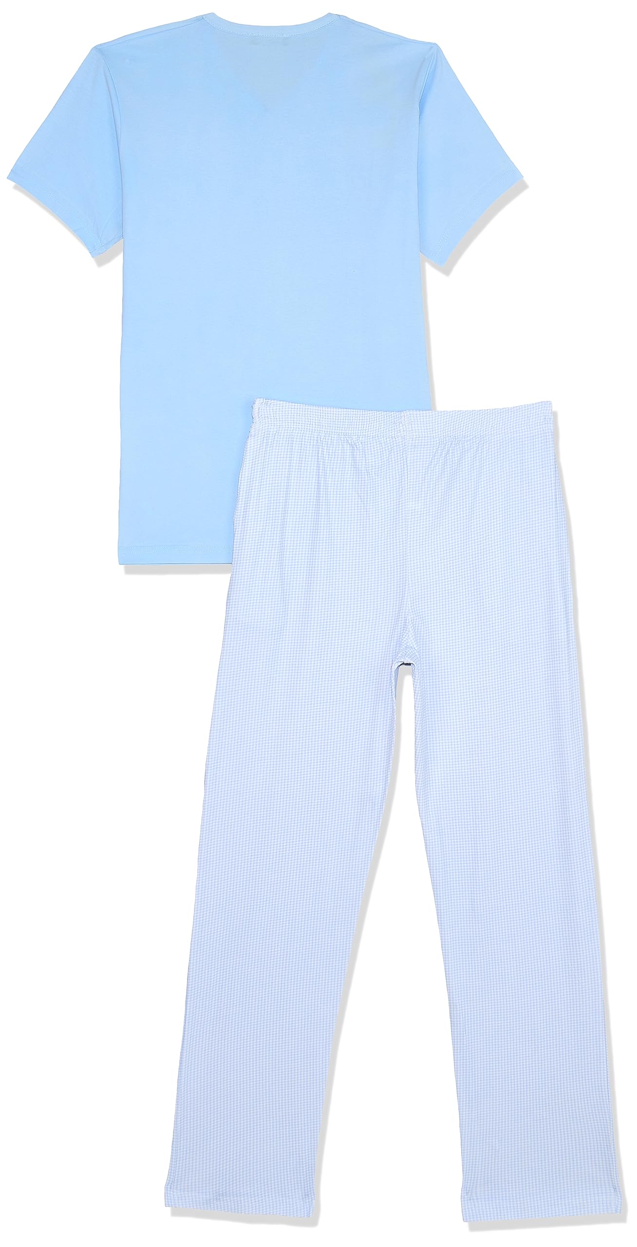 EEZEEY mens Bi-Tone Solid Tee & Checkered Pants Set Bi-Tone Solid Tee & Checkered Pants Set - Safqqa Egypt