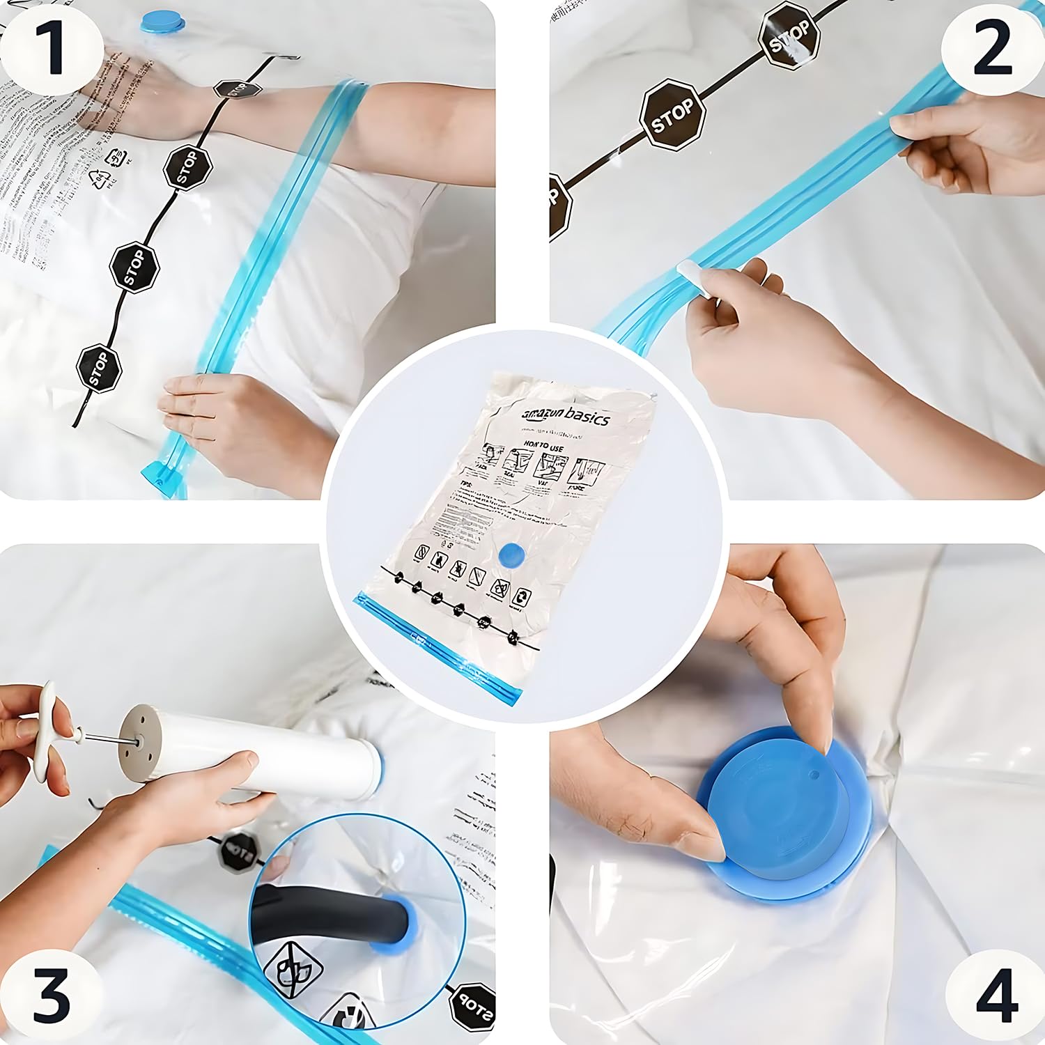 Amazon Basics Vacuum Compression Zipper Storage Bags with Hand Pump