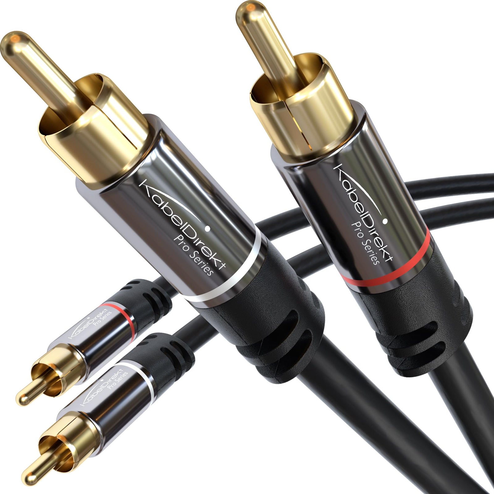 كابل كابل ديركت 404 بطول 10م RCA/فونو، 2 إلى RCA/فونو، كابل صوت ستيريو (موصلات كوكسيال ذكر/ذكر، تناظرية/رقمية، للاستخدام مع مضخمات الصوت/مكبرات الصوت/أنظمة الصوت المنزلية/بلو راي/المستقبلات) باللون الأسود