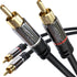 كابل كابل ديركت 404 بطول 10م RCA/فونو، 2 إلى RCA/فونو، كابل صوت ستيريو (موصلات كوكسيال ذكر/ذكر، تناظرية/رقمية، للاستخدام مع مضخمات الصوت/مكبرات الصوت/أنظمة الصوت المنزلية/بلو راي/المستقبلات) باللون الأسود