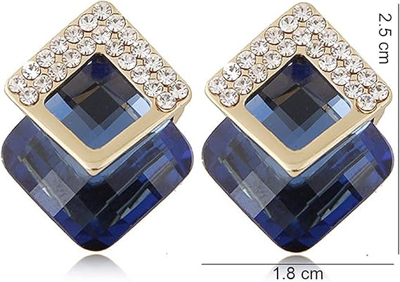 Shining Diva Fashion Women Crystal Earrings 18K Gold Plated Blue Designer Jewelry – Safqqa Egypt