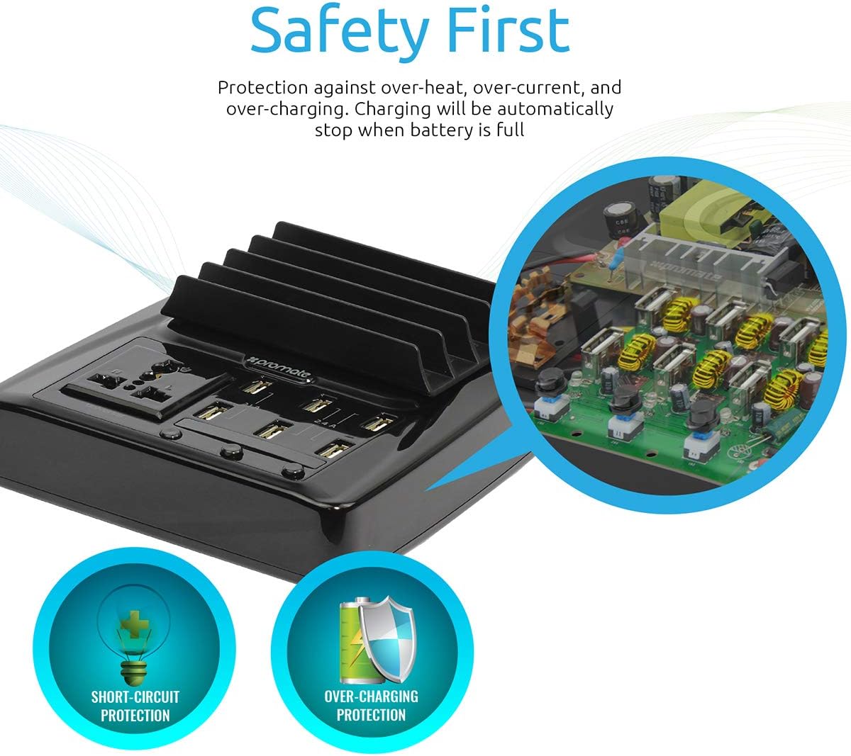 محطة الشحن السريع جدًا من بروميت حلاً مثاليًا لشحن عدة أجهزة في وقت واحد بكفاءة عالية. مصممة خصيصًا للهواتف الذكية والأجهزة اللوحية، وتتميز بوجود عدة منافذ USB توفر شحنًا سريعًا وآمنًا لجميع الأجهزة المتصلة.