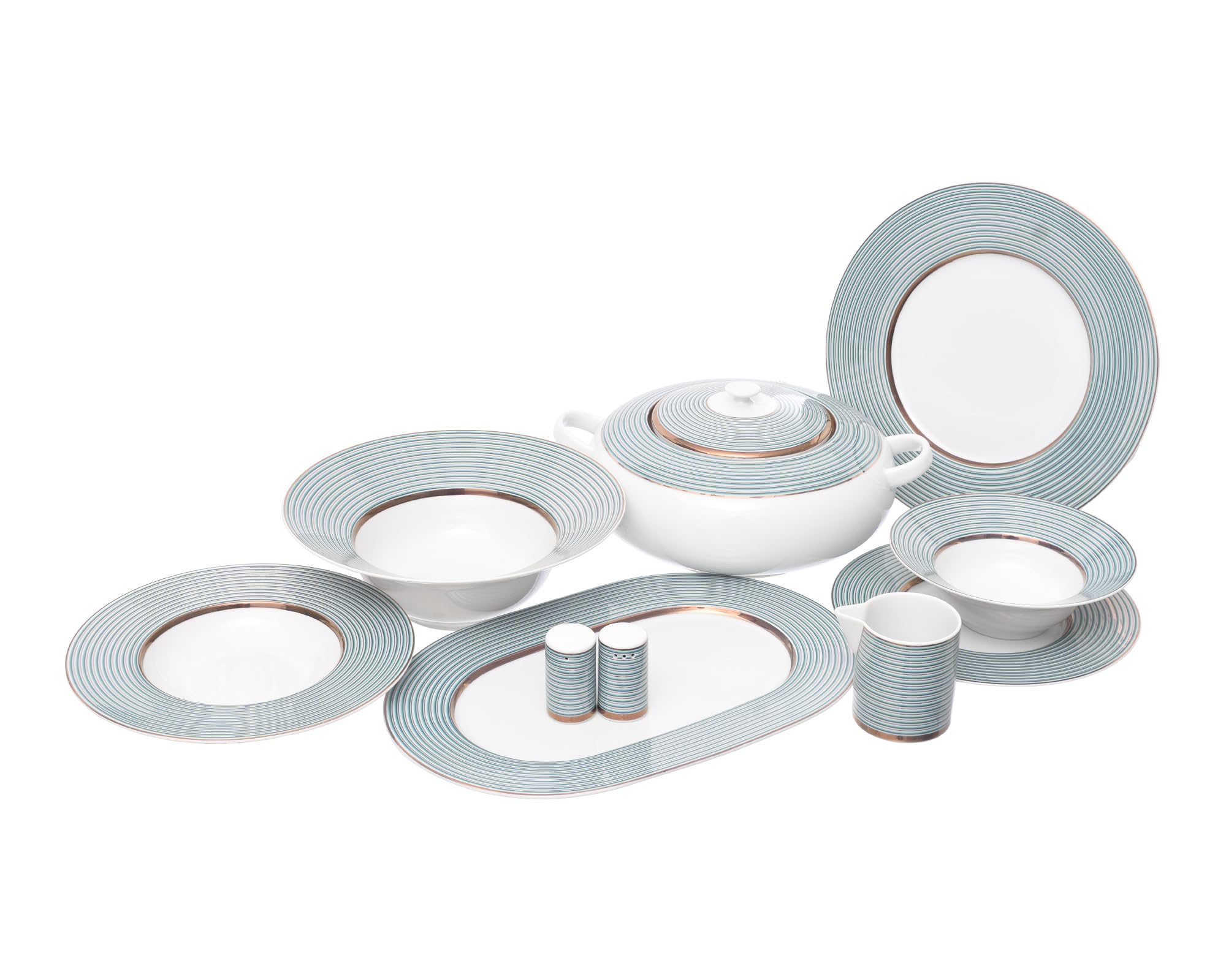 طقم العشاء من Porland بورسلين  – عدد 55 قطعة هو مجموعة عصرية وكاملة من أدوات المائدة