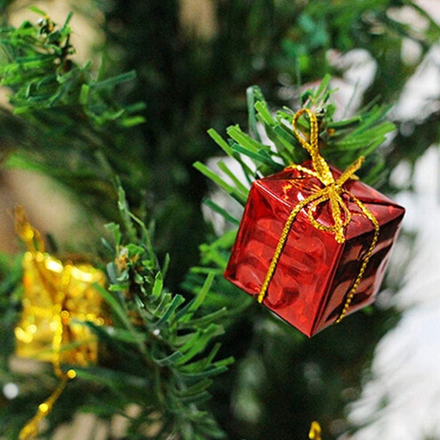 AMFIN® (Pack of 12) Christmas Tree Decoration Items/Christmas Gift Decor/Xmas Tree Decoration/X - Mas Tree Decoration/Gift Tree Decoration Box/Gift Ornaments for Tree