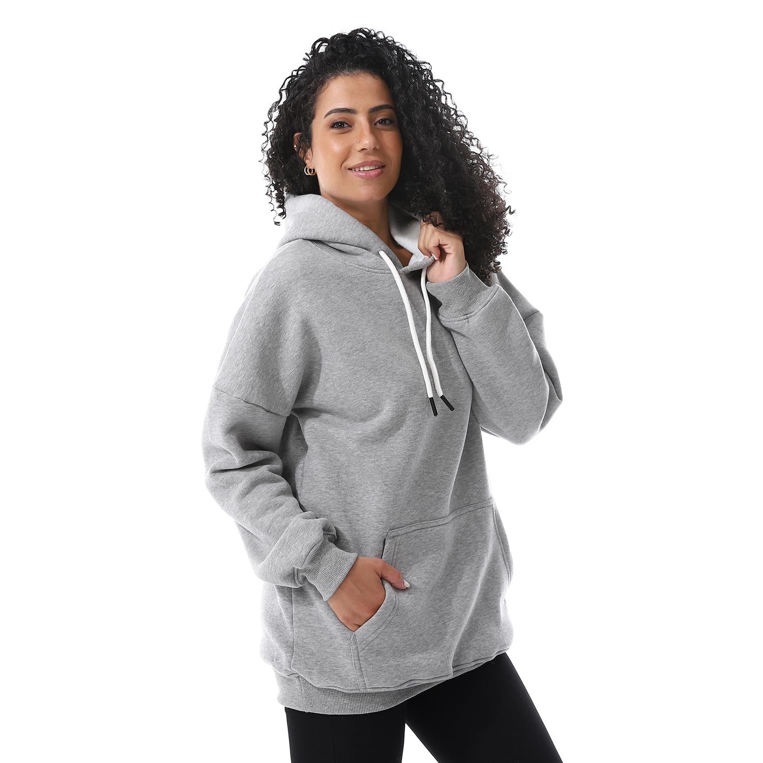 سويت شيرت بغطاء للرأس من الصوف سهل الارتداء بمقاس كبير للنساء اندورا