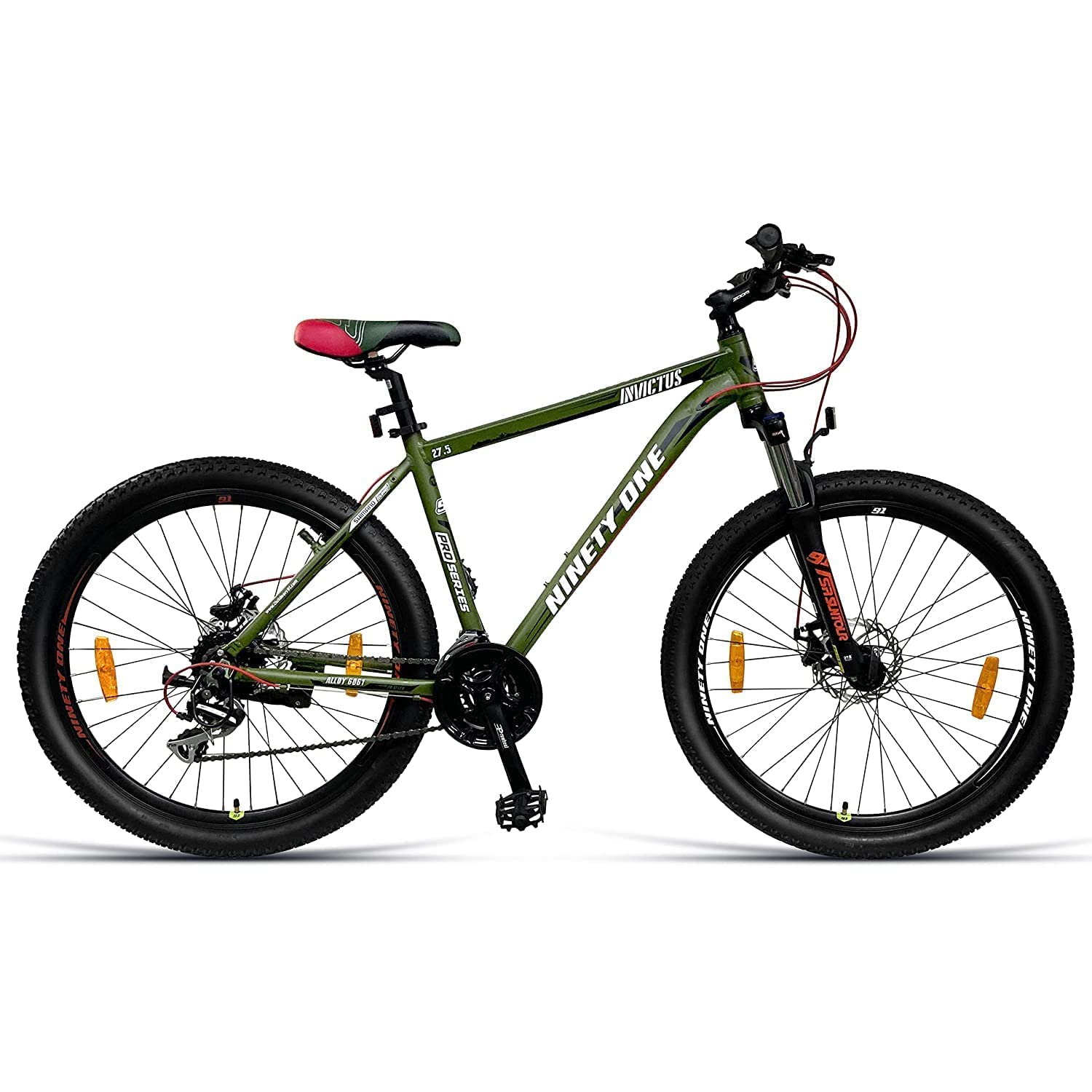 Ninety One Invictus 27.5T 24 Speed Disc Brakes Hybrid Bike ( Military Green, Ideal for: 12+ Years)