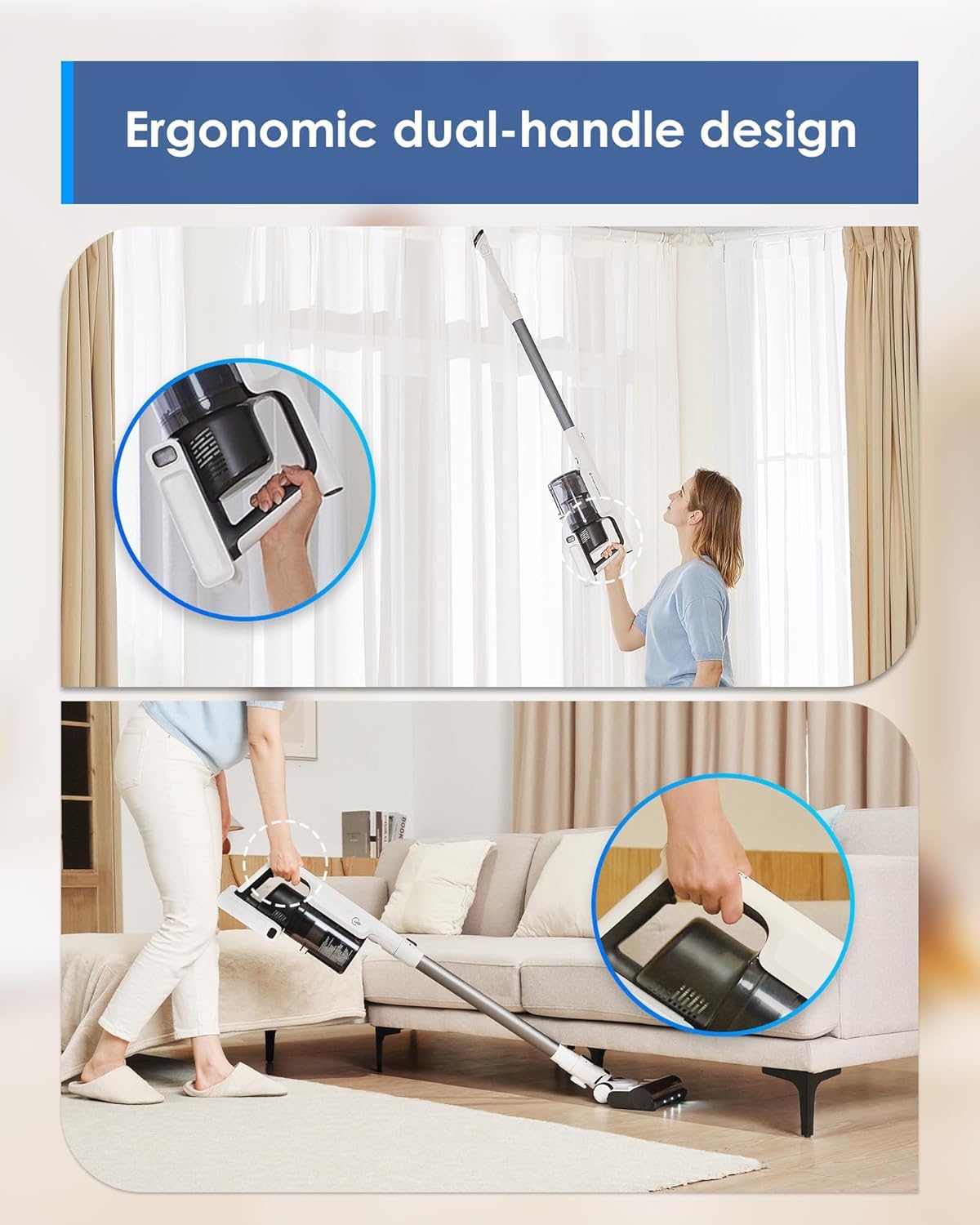Tineco A30S Cordless Stick Vacuum Cleaner, 160W Suction, 60Min Runtime, 1L Dustbin, ZeroTangle Brush, LED Headlight – Minor Scratch - Safqqa Egypt