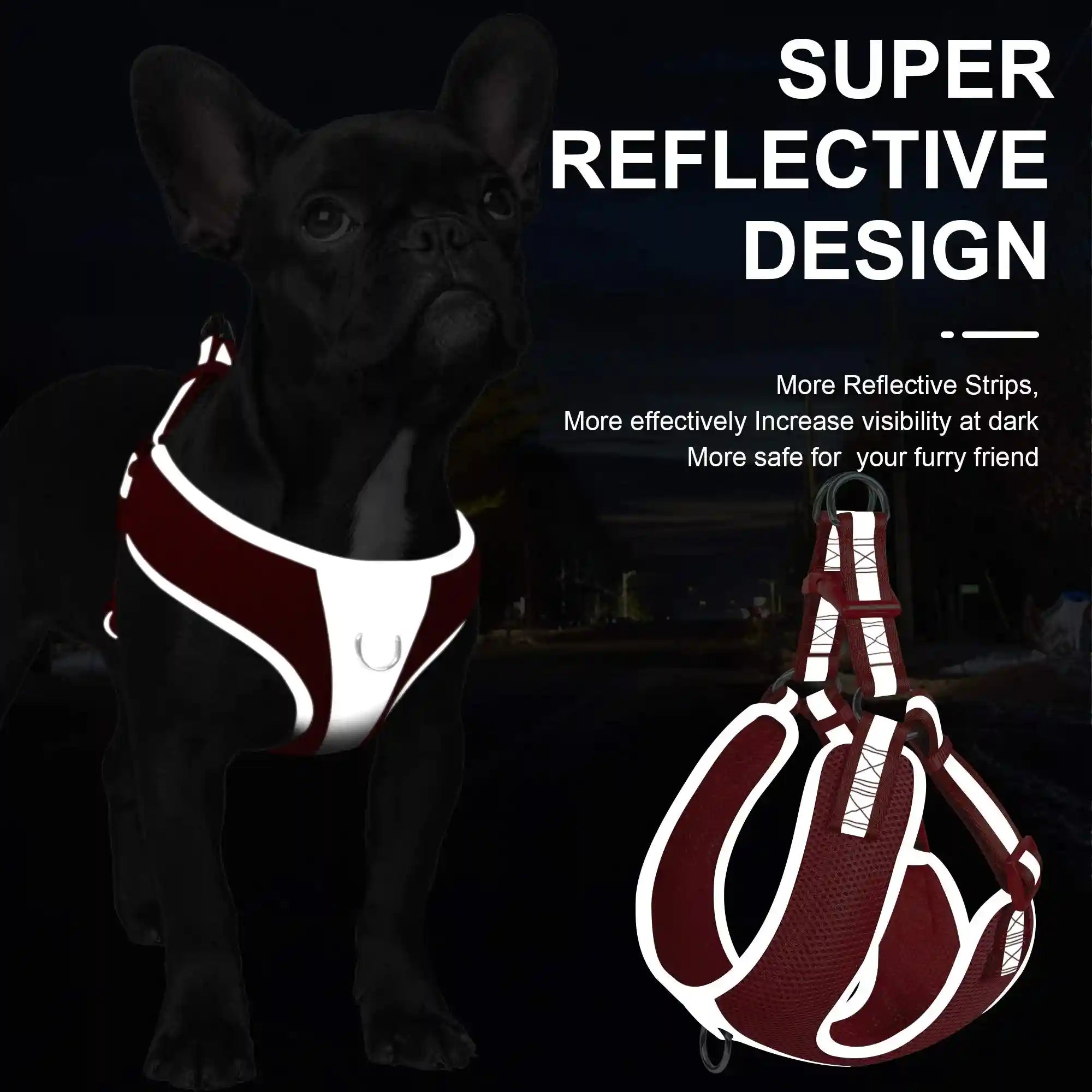 Fida Step-in Dog Harness, Superior Reflective Puppy Vest Harness- All Weather Air Mesh, Adjustable Harness for Large Dogs (L, Red) - Safqqa Egypt