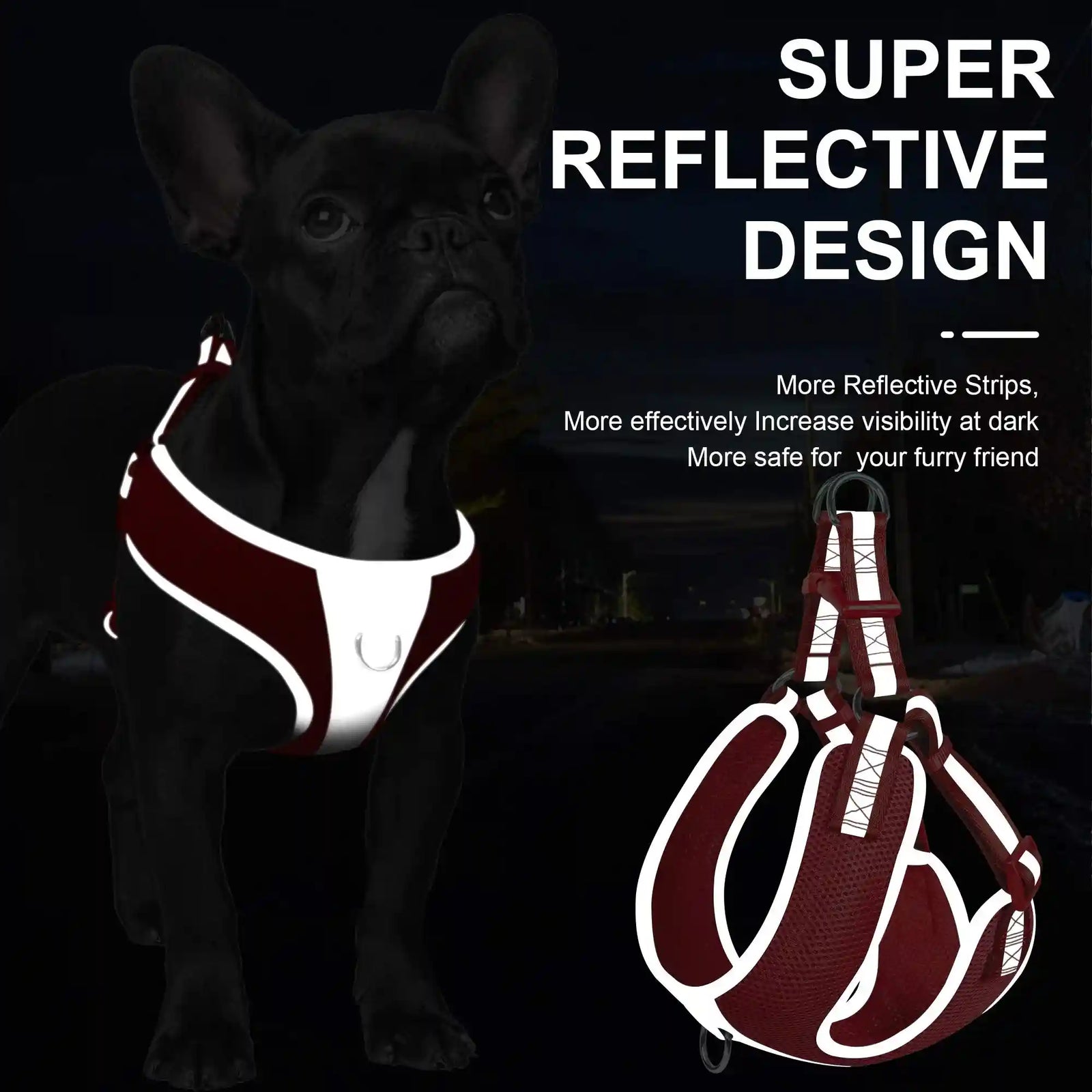 Fida Step-in Dog Harness, Superior Reflective Puppy Vest Harness- All Weather Air Mesh, Adjustable Harness for Large Dogs (L, Red) - Safqqa Egypt