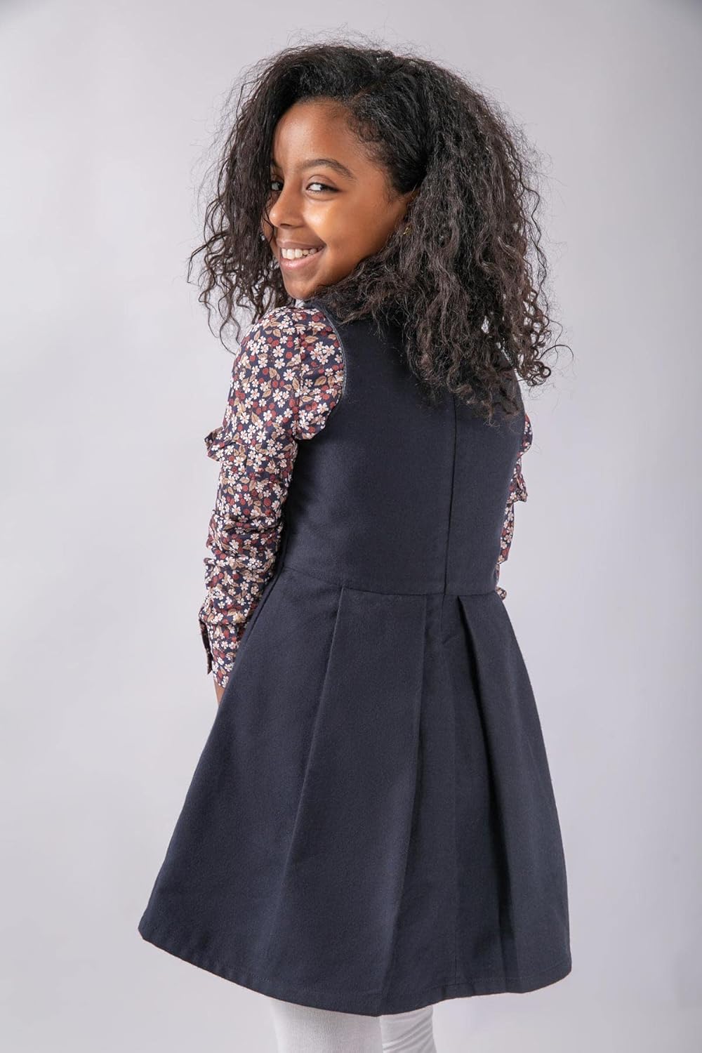 Concrete Girls’ Sleeveless Flannel Dress with Pleats - Model C523DR7-W23-14P-1016