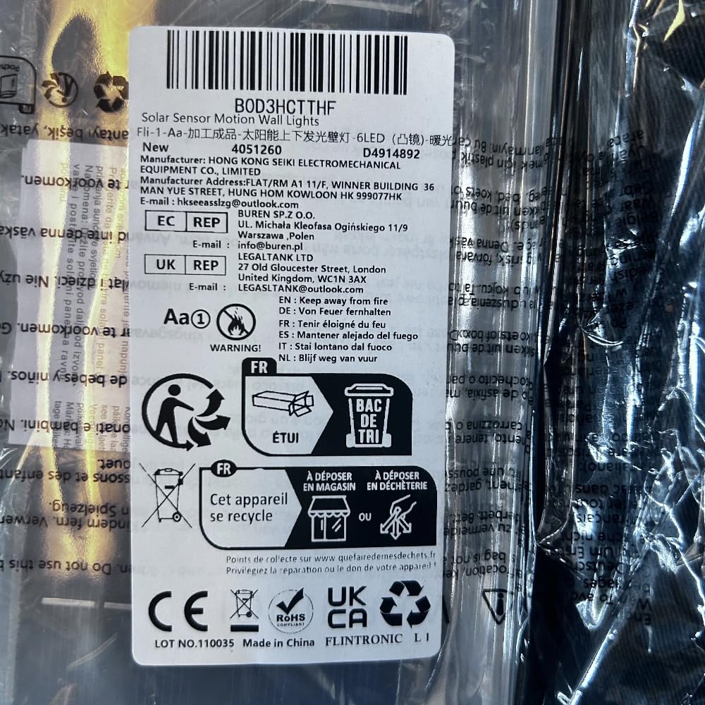 flintronic 2 Pieces Solar Wall Lamp, Adjustable Solar Lamps with 6 LED Warm Lamp, Outdoor Solar Lights, IP65 Waterproof, for Porch, Path, Garage (Without Box) - Safqqa Egypt