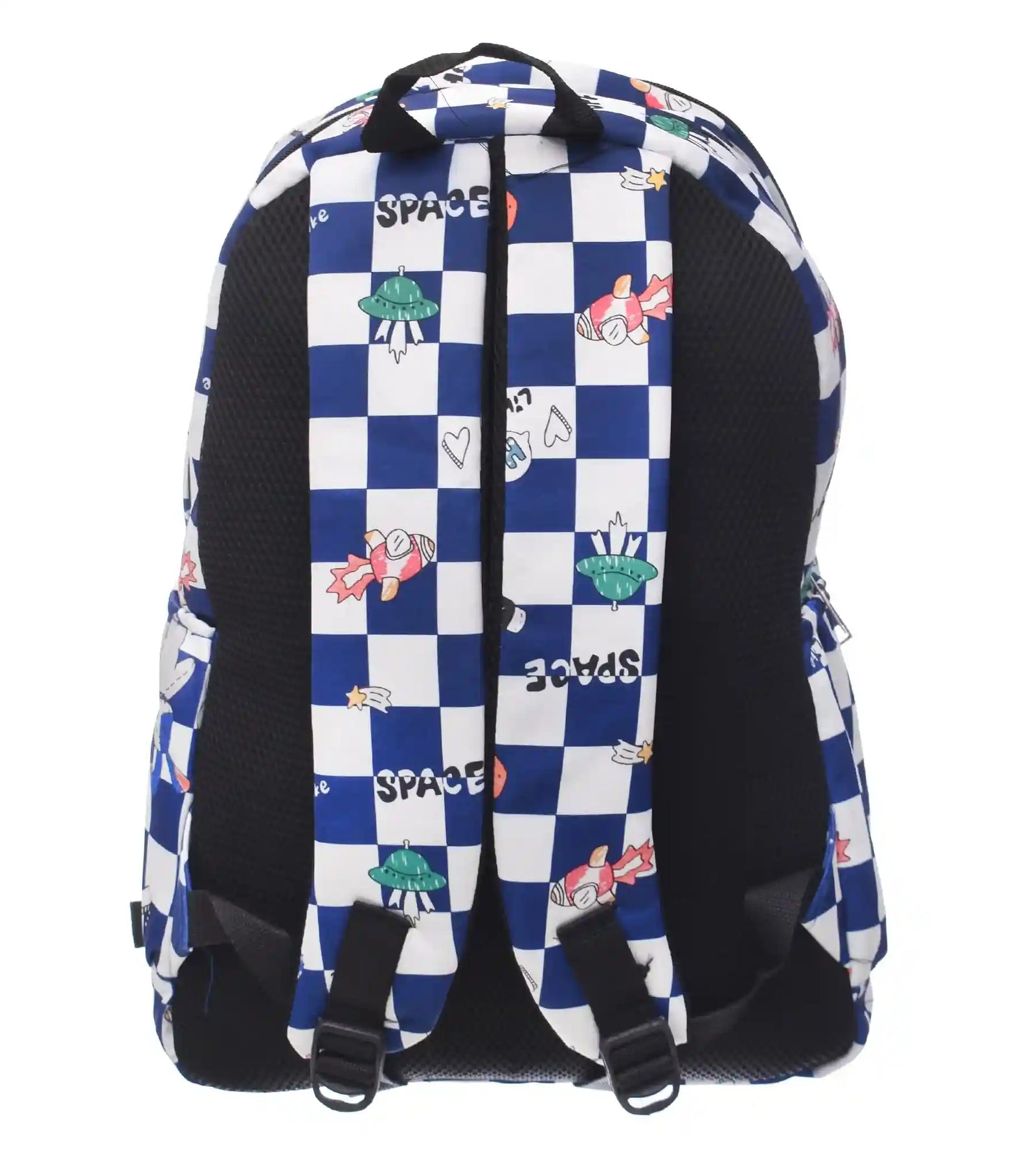 Dragon Waterproof Large Squares Design Two Zipper Backpack With Front And Side Pockets For Women - Multi Color - Safqqa Egypt