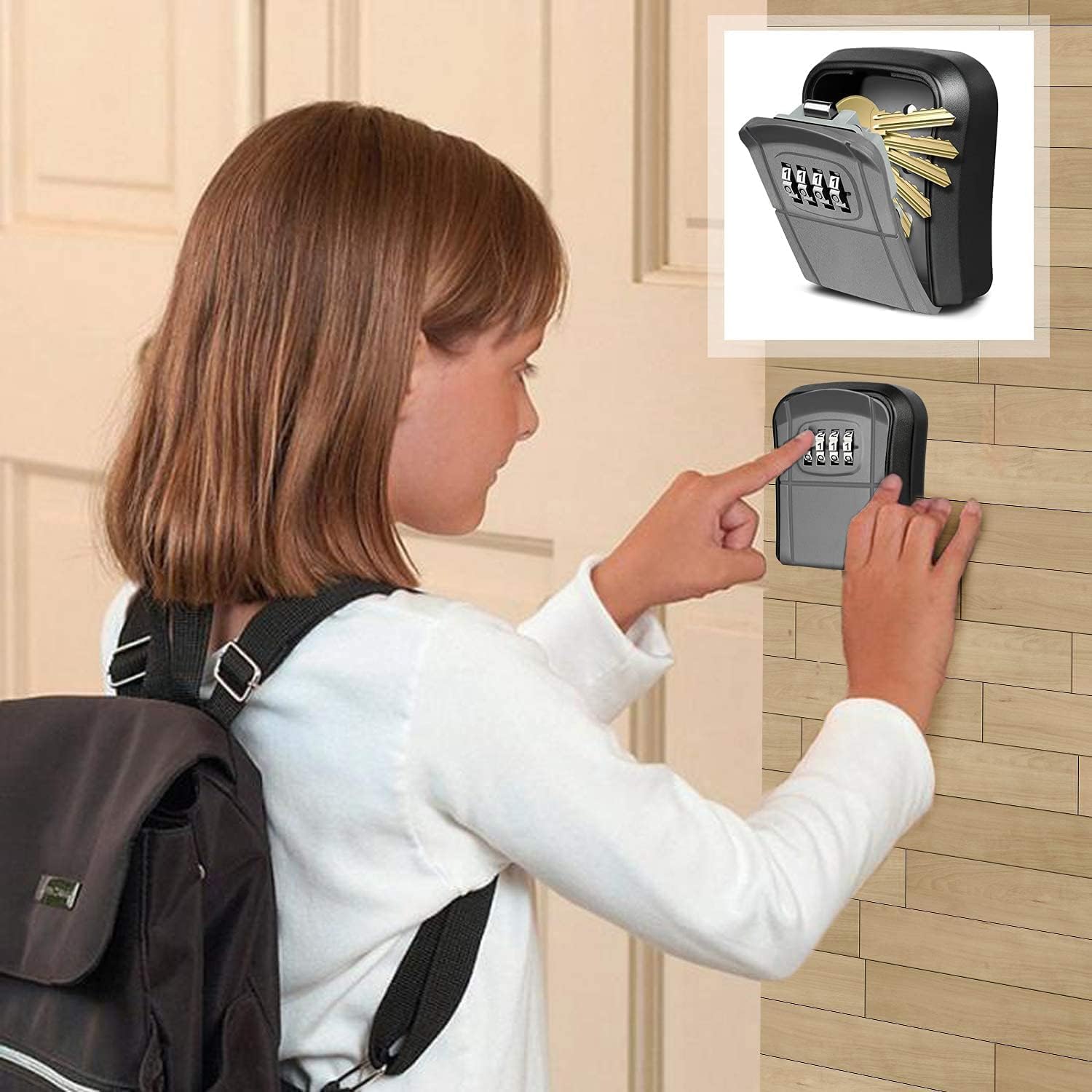 صندوق مفاتيح معدني للتثبيت على الحائط، مزود بحماية بكلمة مرور مكونة من 4 أرقام، مقاوم للماء لتخزين المفاتيح بأمان