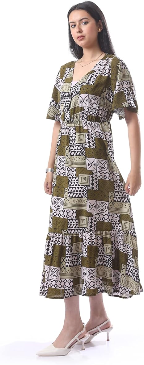 Andora Women's Casual Printed Midi Dress