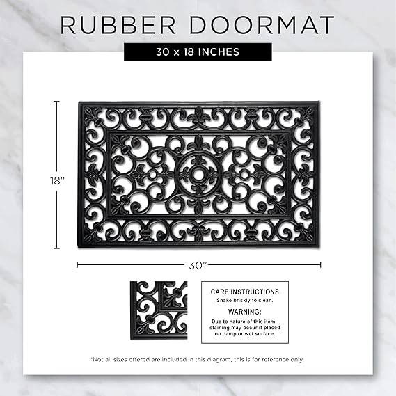 دعاسة مدخل مطاطية J & M Home Fashions بتصميم إطار أوراق – مقاس 18 × 30 بوصة – Safqqa Egypt
