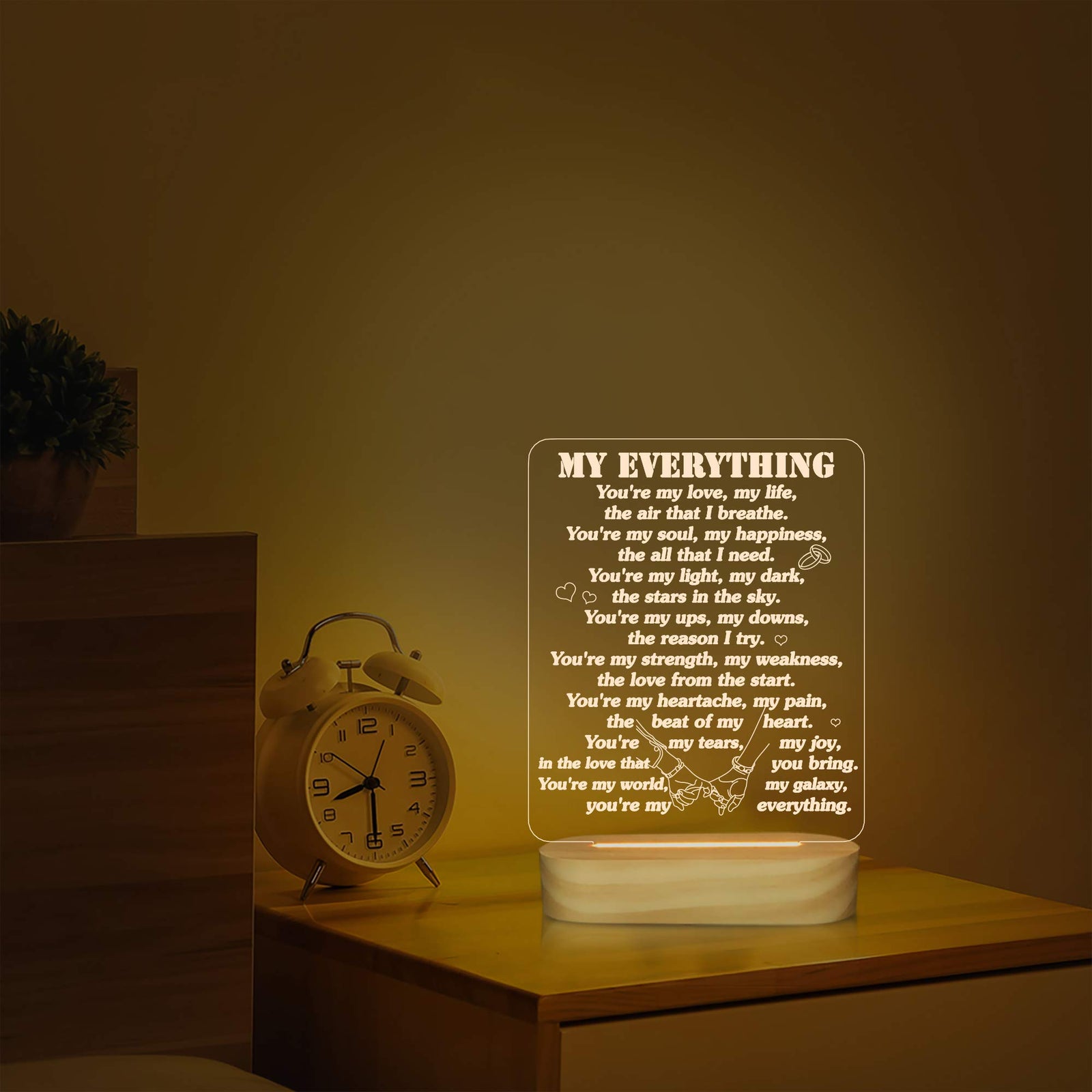 Lightzz Sulfar 3D Illusion Lamp I Love You Night Light You are My Everything Gifts for Wife Husband Anniverysary Birthday Valentines Day