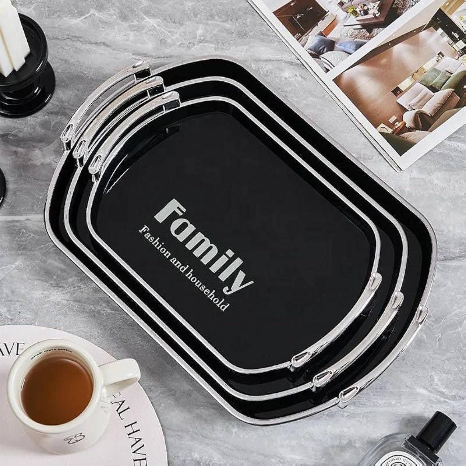 Generic Melamine Tray Set 3 Pieces Multi Size Serving Trays Multi Color