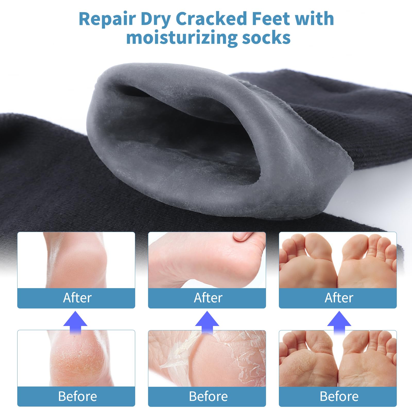 Silicone Moisturizing Socks for Men - 1 Pair Soft Foot Care Socks