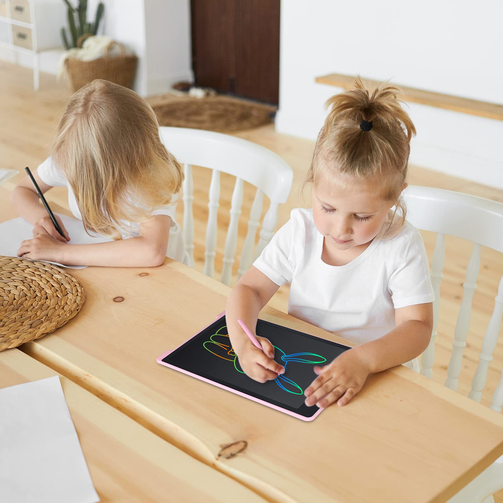 Coolzon 12-Inch Pink LCD Writing Tablet for Kids, Portable Drawing Pad with Erase Button and USB Charging