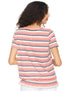 Matalan Striped Ruffled Hem Short Sleeves Round Neck T-shirt for Women,Short sleeves ideal for warm weather.
