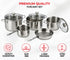 Vinod Tuscany Stainless Steel Cookware Set, 8 Pcs|Saucepan (14 cm/1.3 Litre), 3 Cassseroles (14cm,16cm & 18cm/1.3,2 & 2.8 L) Frypan (18cm) & 3 glass lids, SAS Bottom, Induction and Gas Stove Friendly