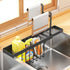 HOISIMDY Kitchen Sink Organiser Sink Caddy Expandable Sponge Holder Telescopic Sink Rack & Holder with Dishcloth Towel Rack