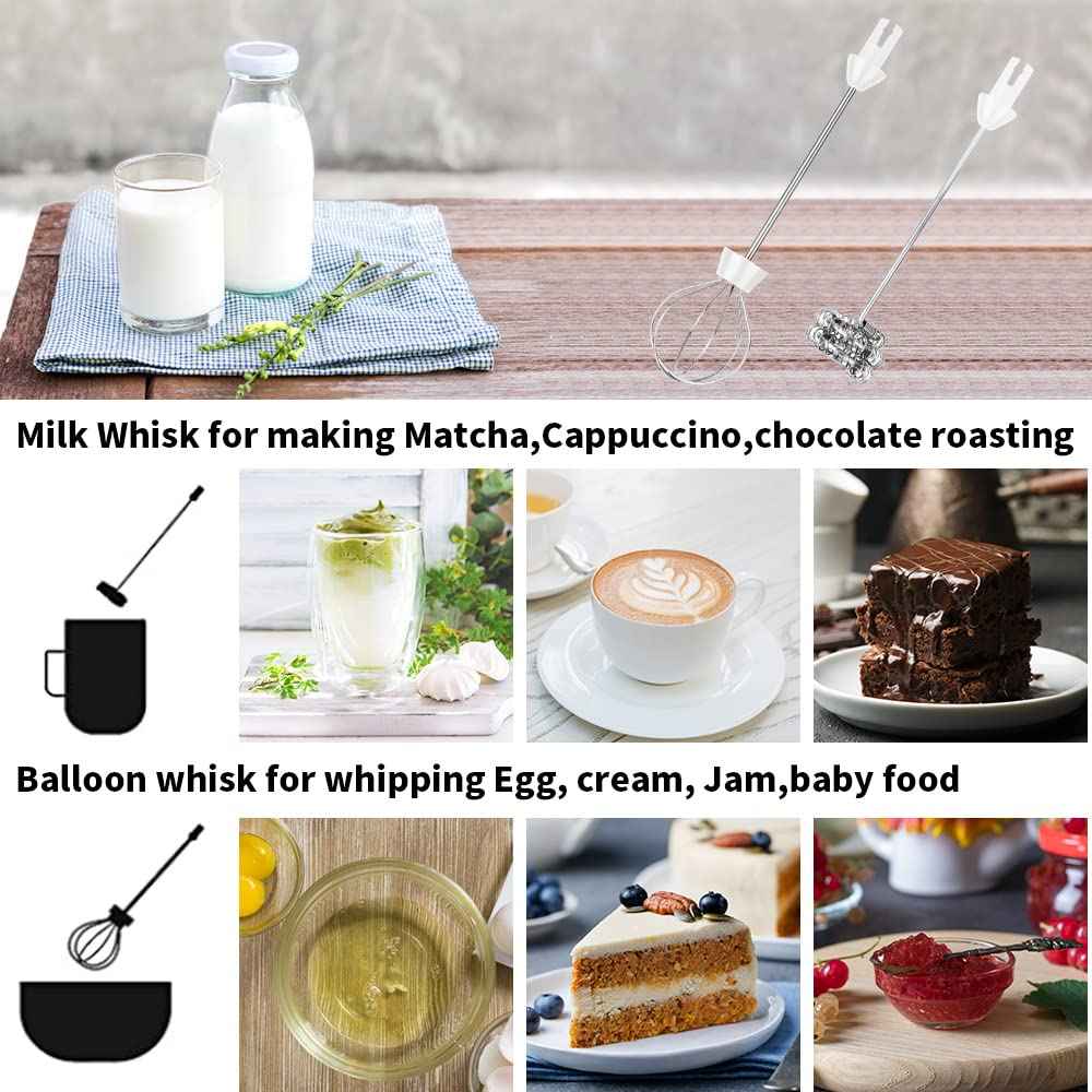 Darbermu 3-Speed Rechargeable Milk Frother with Dual Whisks – Handheld Coffee & Egg Mixer - Safqqa Egypt