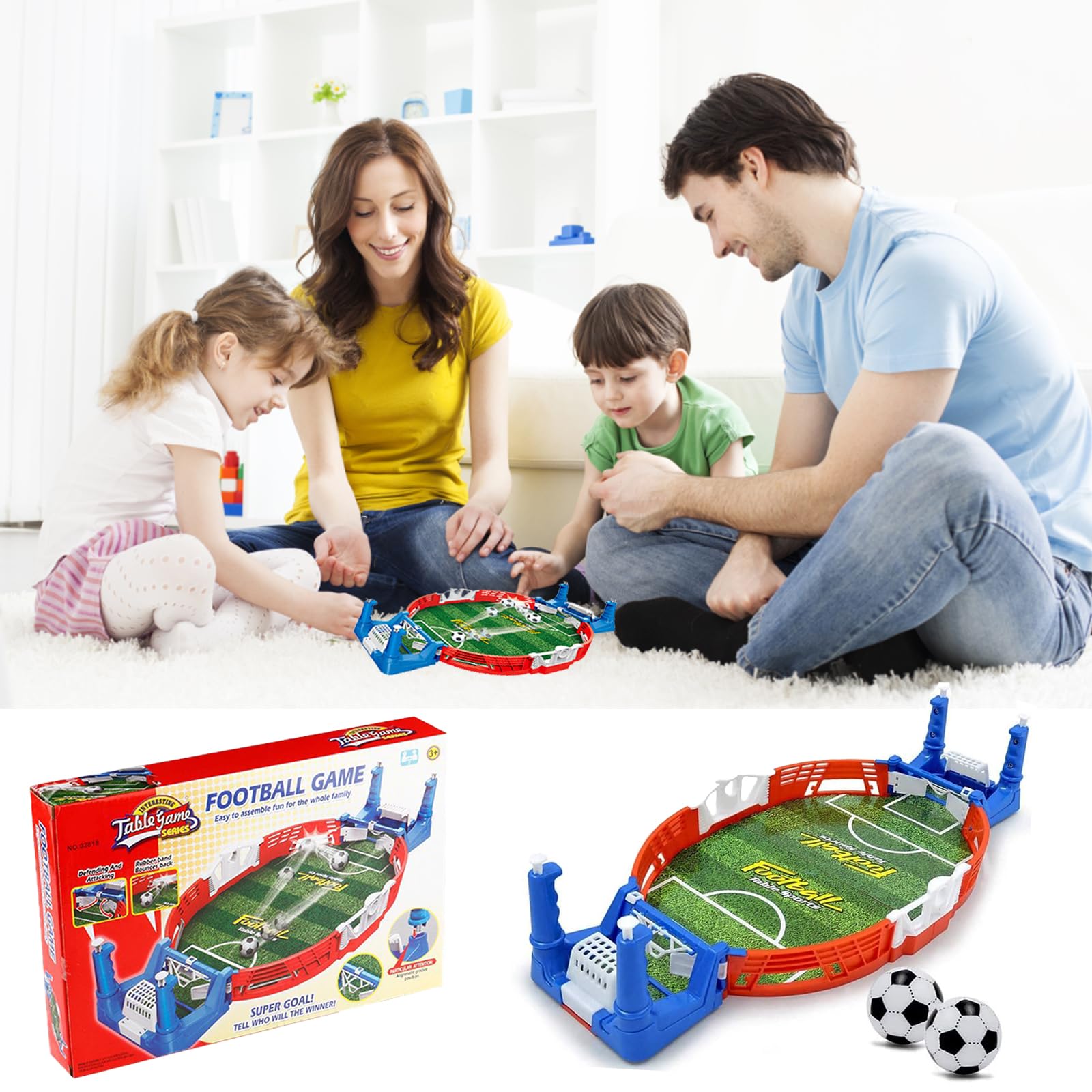 CHmiss Interactive Baby Football Game, Interactive Football Table, Mini Football Game, Interactive Baby Football, Football Table Toy for Two, Football Board Game with 2 Balls Toy Football Table