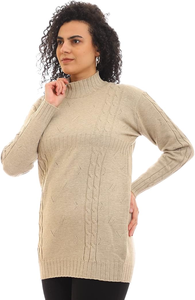 سترة نسائية محبوكة بياقة دائرية من أندورا 