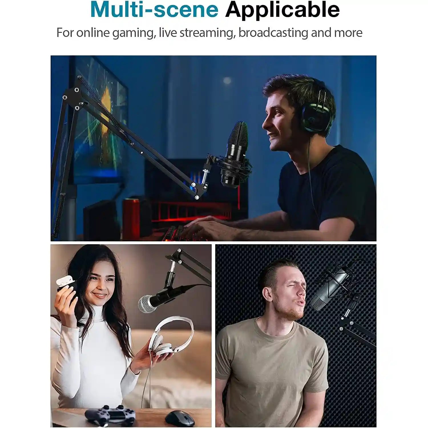 Professional Adjustable Microphone Stand Mic Arm Stand Studio Microphone Suspension Scissor Arm Stand for Quadcast, Quadcast S, Seiren mini, Solocast and more – Safqqa Egypt