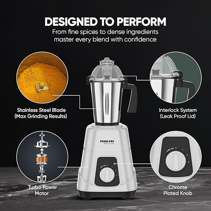 Nikai NB984A 3-in-1 Blender 900W 1.5L Stainless Steel Jars Silver - Have Scratches – Safqqa Egypt