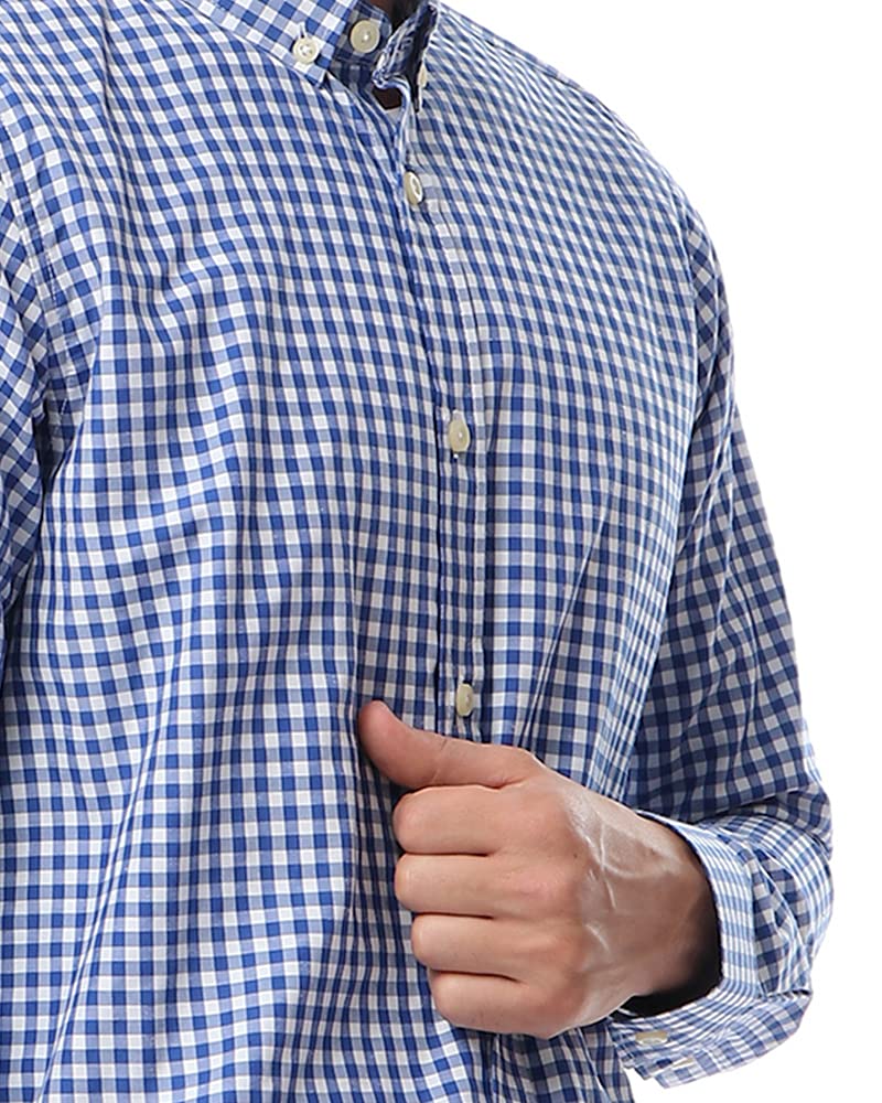 Andora Mens Regular Fit Button Down Collar Gingham Medium Squares Long Sleeves Shirt - Safqqa Egypt