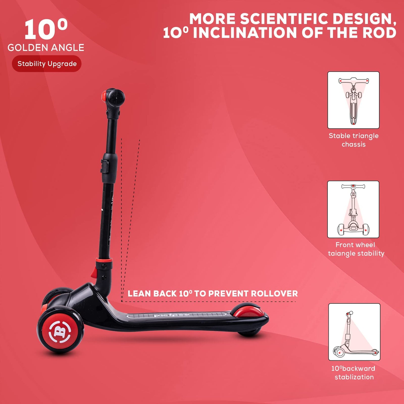 Baybee Enzo 3-Wheel Kids Scooter – Foldable with LED Wheels