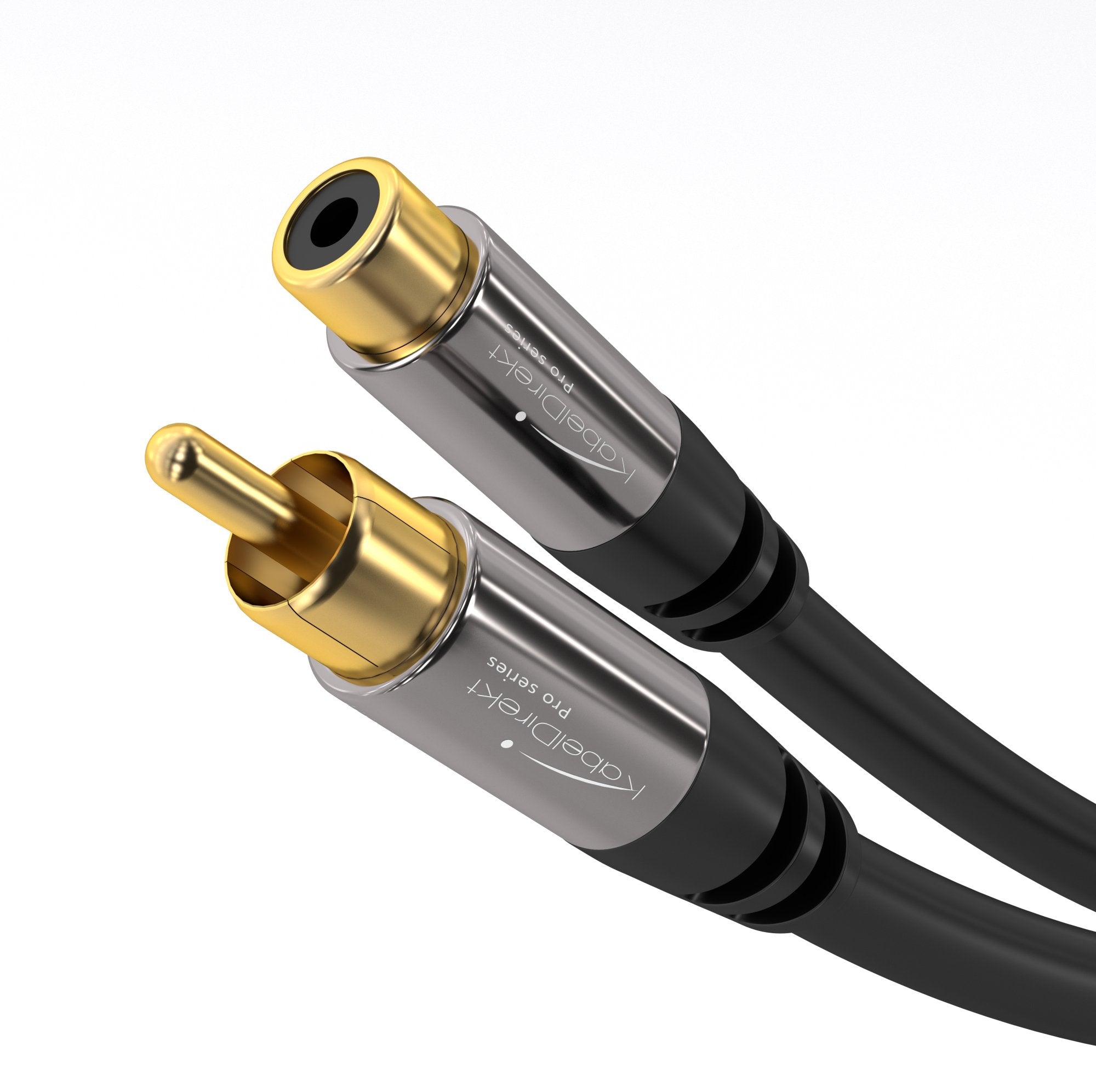 KabelDirekt 474 2m RCA/phono extension lead cable, audio/digital/video (coax male to female, for subs/amps/Hi-Fis, analogue/digital audio or composite video, 75 ohm) black