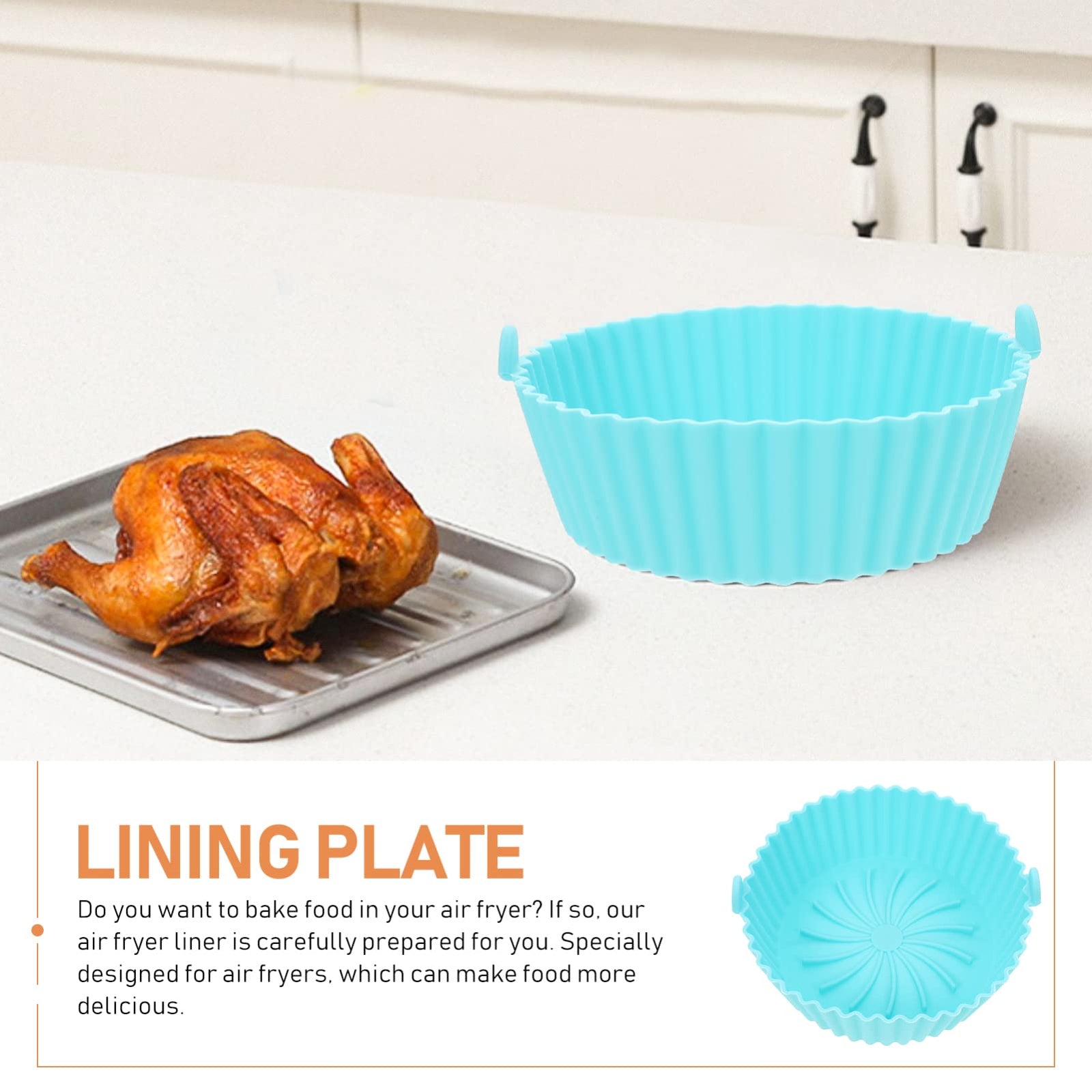 وعاء سيليكون دائري قابل لإعادة الاستخدام للقلاية الهوائية من لوكس شايني، بديل لطبق الشواية، بطانة بديلة للقلايات الهوائية مقاس 16 سم، إكسسوارات بديلة للفرن، 