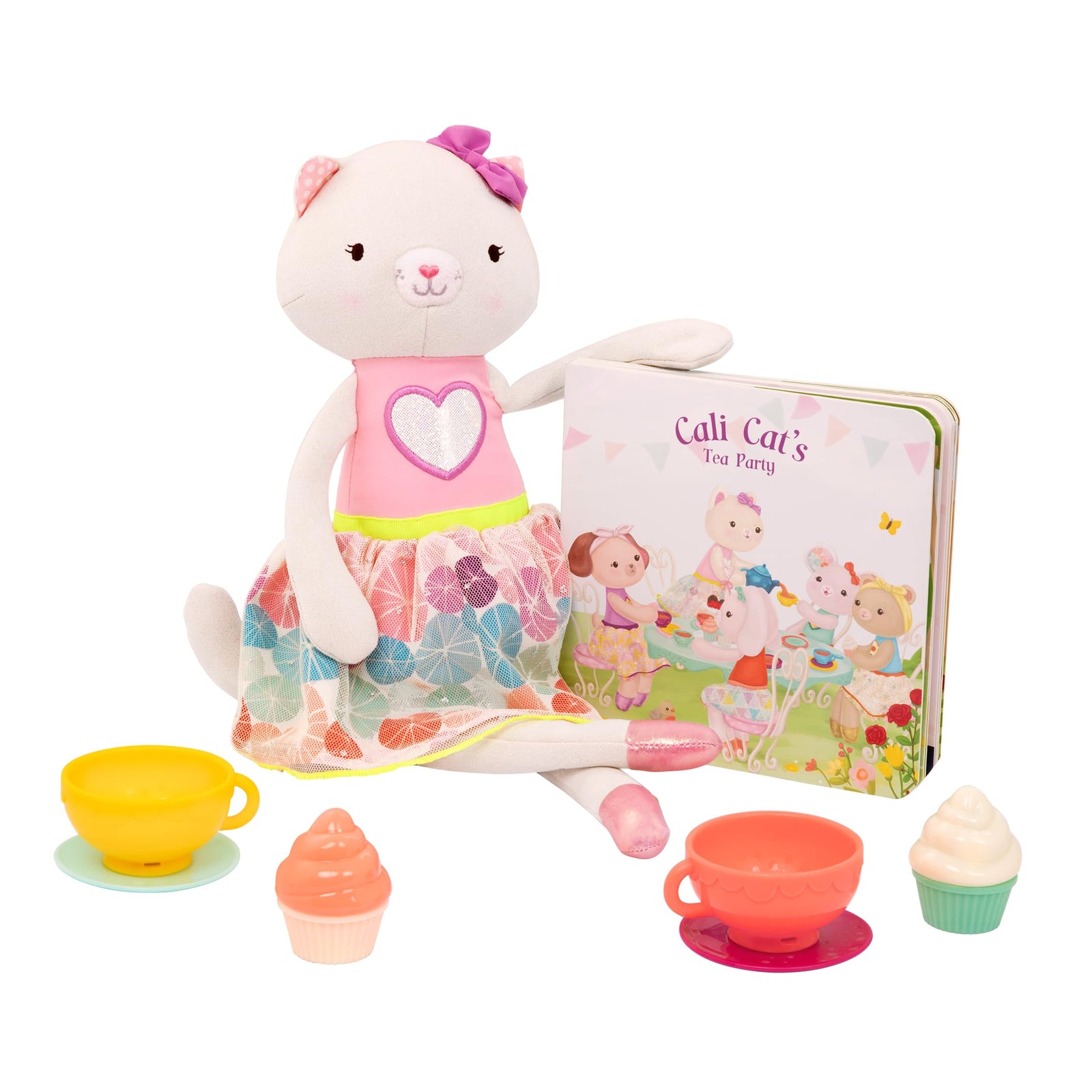 لعبة قطيفة B. toys مع كتاب ولوحة شاي – Tippy Toes Cali Cat