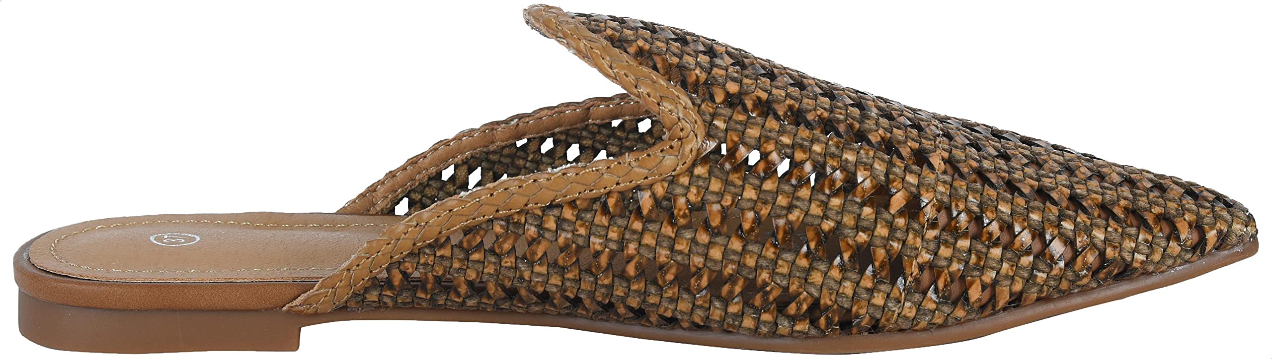 Pixi Leather Perforated Pointed-Toe Flat Mules for Women,Flat, comfortable sole for daily wear